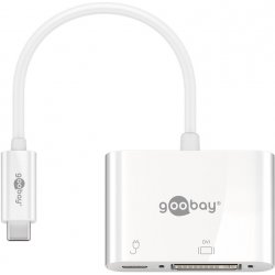 Adaptateur Goobay compatible USB Type C vers DVI-I femelle et USB type C 20cm (Blanc)