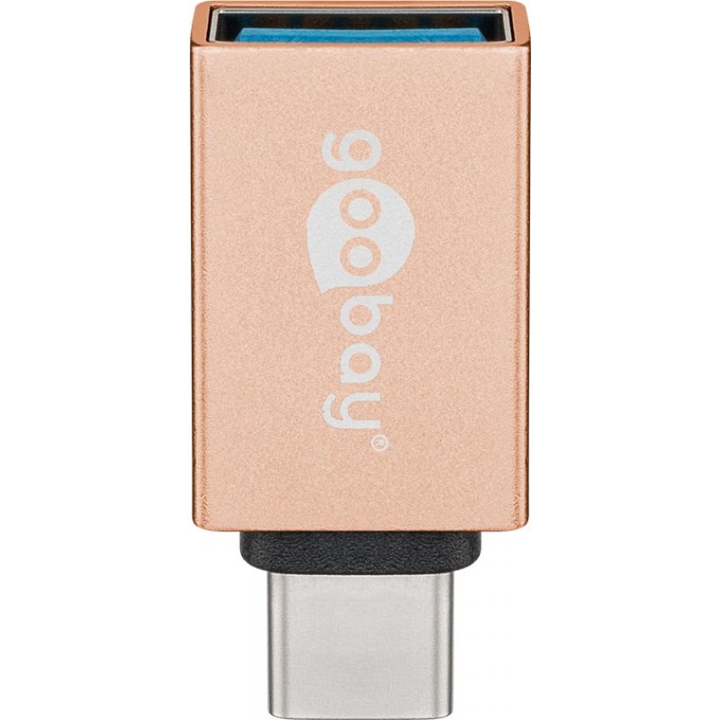 Goobay USB-C, USB A OTG SuperSpeed ​​Adapter for Connecting Charging Cables 3.0, Gold