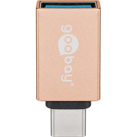 Goobay USB-C, USB A OTG SuperSpeed ​​Adapter for Connecting Charging Cables 3.0, Gold