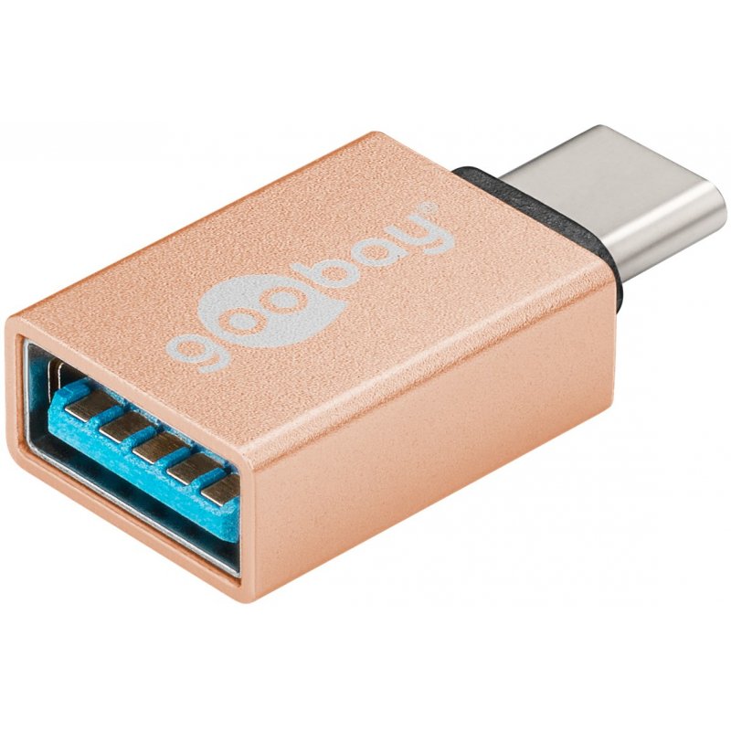 Goobay USB-C, USB A OTG SuperSpeed ​​Adapter for Connecting Charging Cables 3.0, Gold