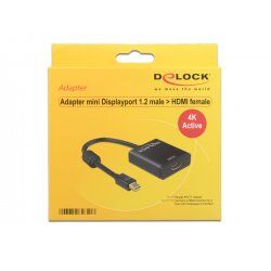 DeLOCK 62611 video cable adapter 0.2 m Mini DisplayPort HDMI Type A (Standard) Black