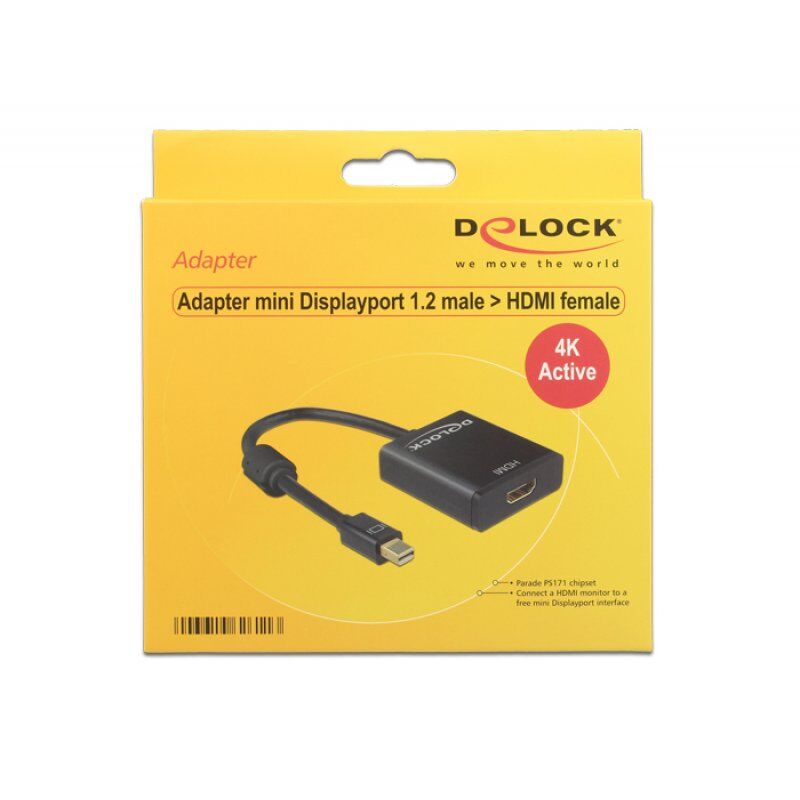 DeLOCK 62611 video cable adapter 0.2 m Mini DisplayPort HDMI Type A (Standard) Black