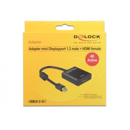 DeLOCK 62611 video cable adapter 0.2 m Mini DisplayPort HDMI Type A (Standard) Black
