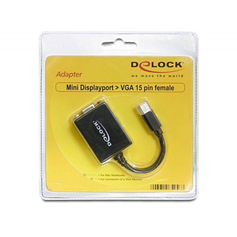 DeLOCK 65256 video cable adapter 0.18 m Mini DisplayPort VGA (D-Sub) Black
