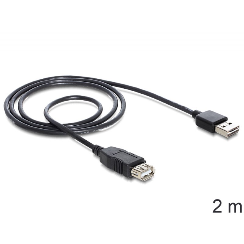 DeLOCK EASY-USB 2.0-A - USB 2.0-A, 2m câble USB USB A Noir