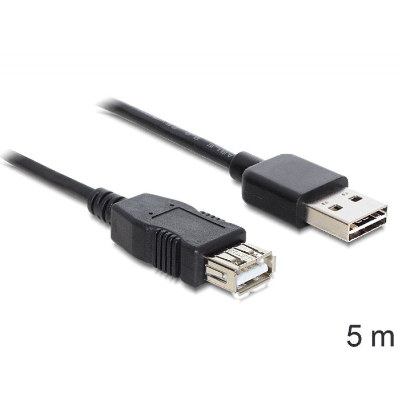 DeLOCK EASY-USB 2.0-A - USB 2.0-A, 5m USB cable USB A Black