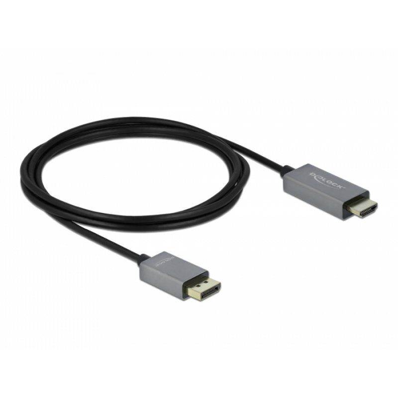 DeLOCK 85929 video cable adapter 2 m HDMI Type A (Standard) DisplayPort Black, Grey