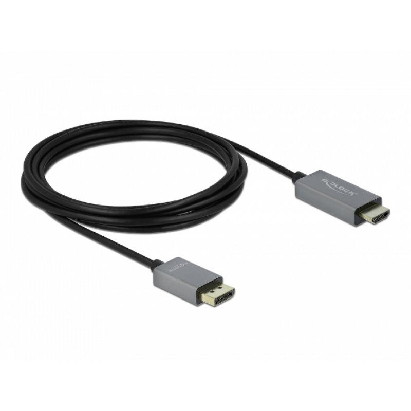DeLOCK 85930 câble vidéo et adaptateur 3 m DisplayPort HDMI Noir, Gris