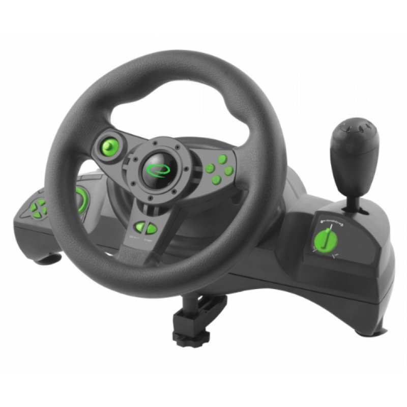 Esperanza EGW102 accessoire de jeux vidéo Noir, Vert USB Volant Numérique PC, Playstation 3