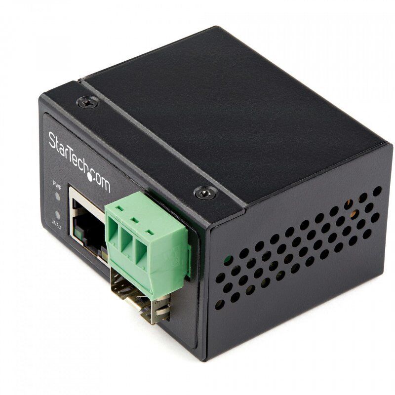 StarTech.com Industrial Fiber to Ethernet Media Converter - 100Mbps SFP to RJ45/Cat6 - Singlemode/Multimode Optical Fibe