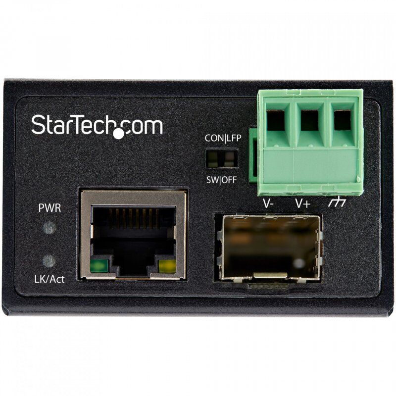 StarTech.com Industrial Fiber to Ethernet Media Converter - 100Mbps SFP to RJ45/Cat6 - Singlemode/Multimode Optical Fibe