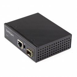 StarTech.com PoE+ Industrial Fiber to Ethernet Media Converter 60W - SFP to RJ45 - Singlemode/Multimode Fiber to Copper 