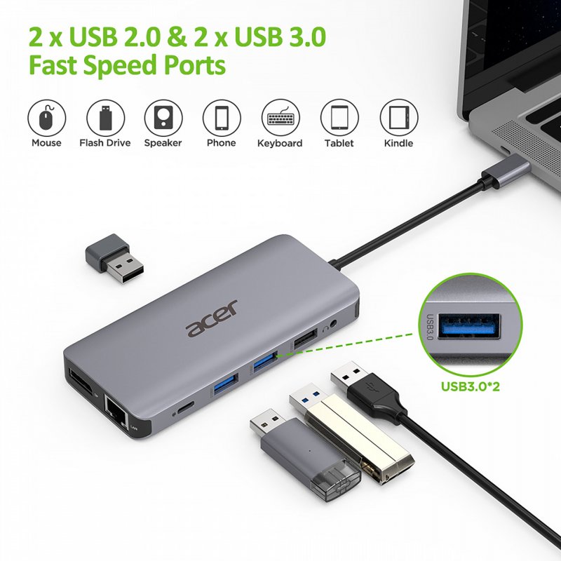 ADAPTATEUR TYPE-C 12-EN-1 : 2x USB 3.0