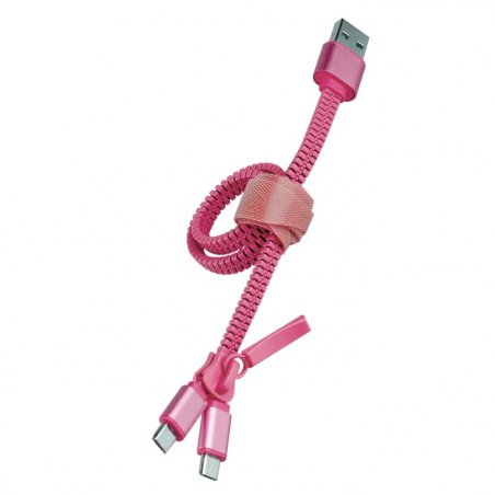 CABLE DOUBLE 2A CHARGE USB/MICRO-USB 0.35M ROSE