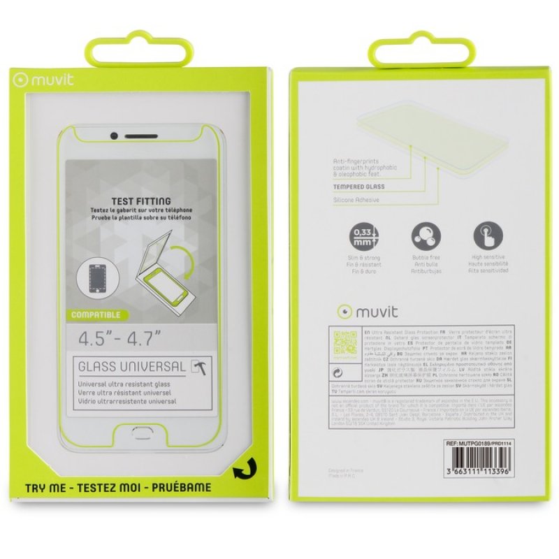 Muvit MUTPG0189 mobile phone screen/back protector Clear screen protector Any brand