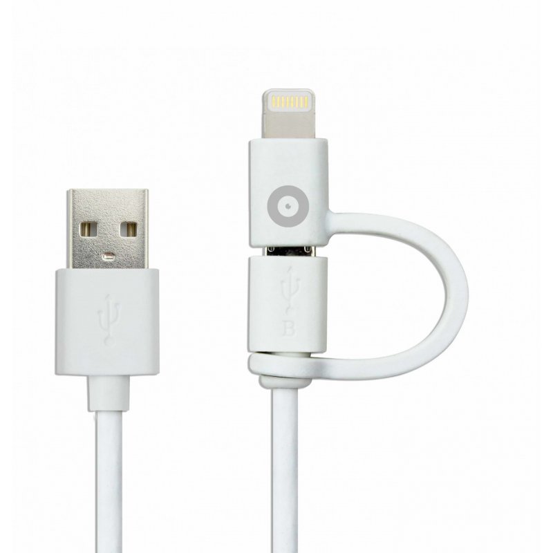 Muvit MUUSC0120 câble USB 1 m USB A Micro-USB B/Lightning Blanc