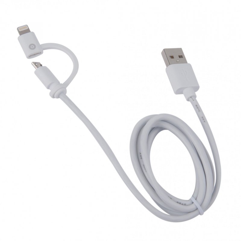 SPRING CABLE CABLE 2 EN 1 2.4A USB/MICRO-USB/LIGHTNING BLANC