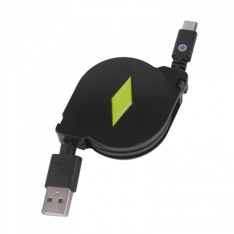 CABLE RETRACTABLE 2.1A USB/MICRO-USB NOIR