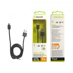 Muvit MUUSC0134 câble USB 1 m USB A Micro-USB A Noir