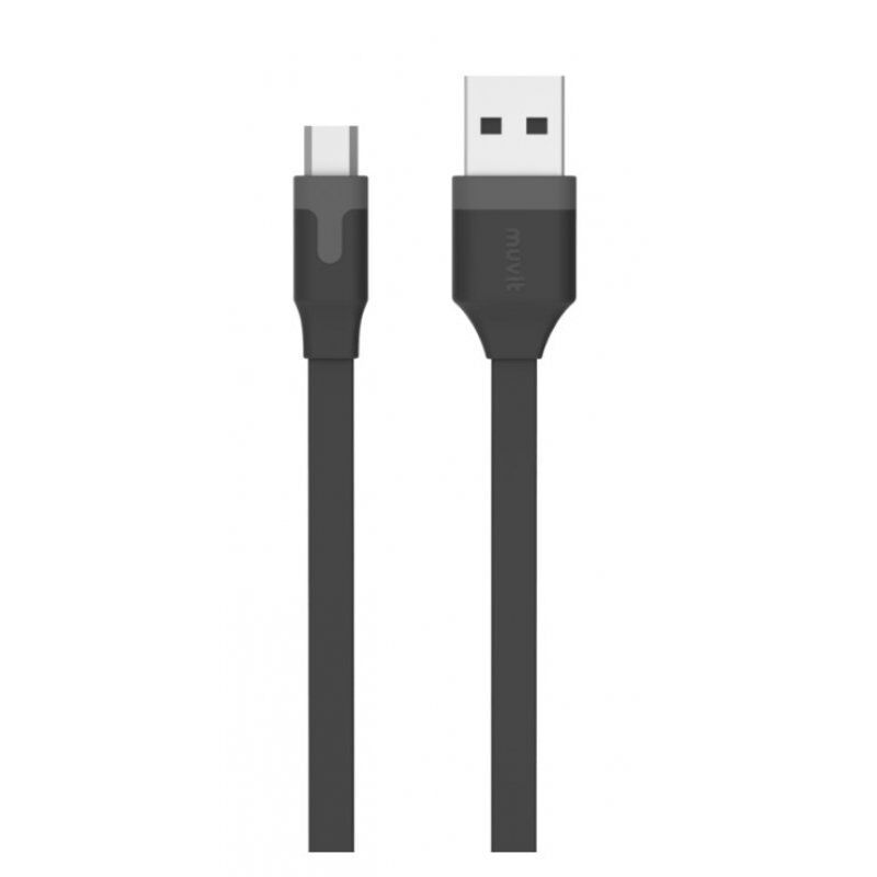 Muvit MUUSC0160 câble USB 2 m USB A Micro-USB B Noir, Gris