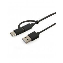 Muvit MUUSC0173 USB cable 1 m USB 2.0 USB A USB C/Micro-USB A Black