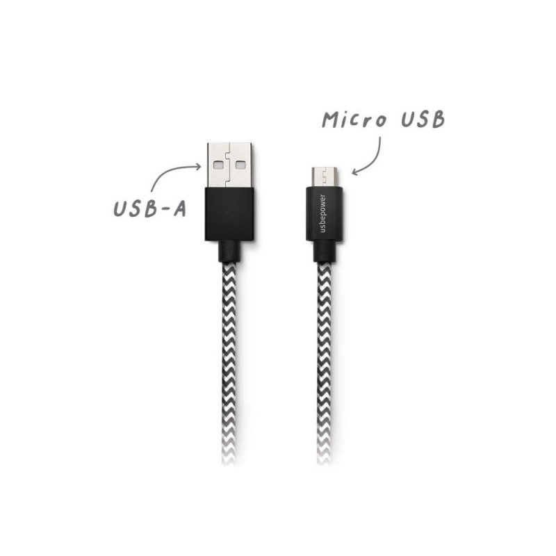 Usbepower FAB 250 - Micro USB USB cable 2.5 m USB 2.0 USB A Micro-USB A Black, White