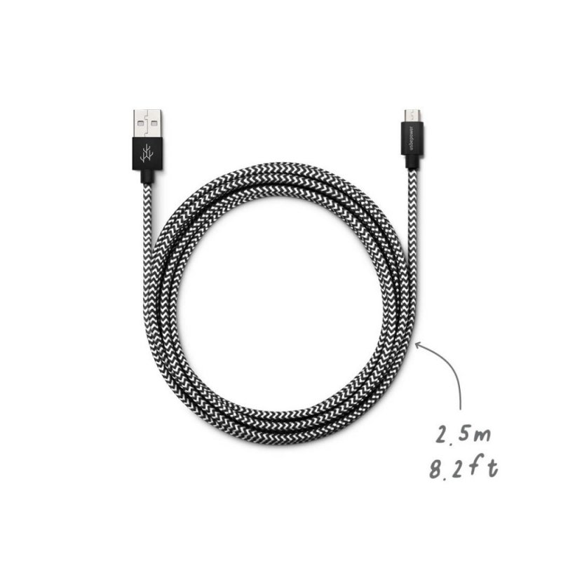 Usbepower FAB 250 - Micro USB USB cable 2.5 m USB 2.0 USB A Micro-USB A Black, White