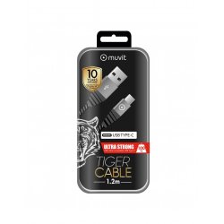 TIGER CABLE ULTRA RESISTANT 3A USB/TYPE C 1.2M GRIS