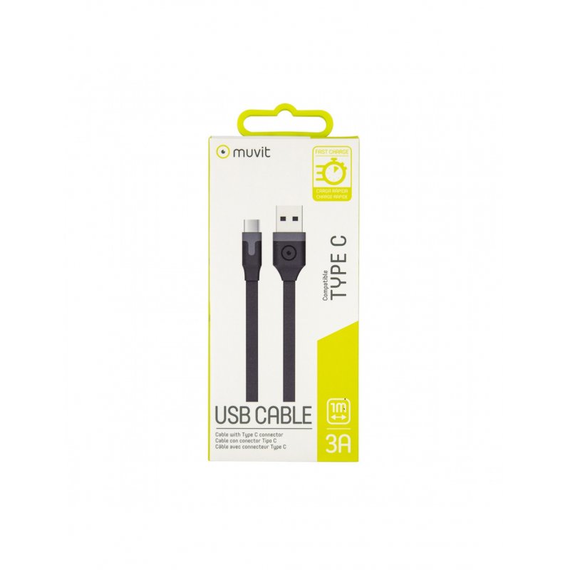Muvit MUUSC0208 USB cable 1 m USB 2.0 USB A USB C Black