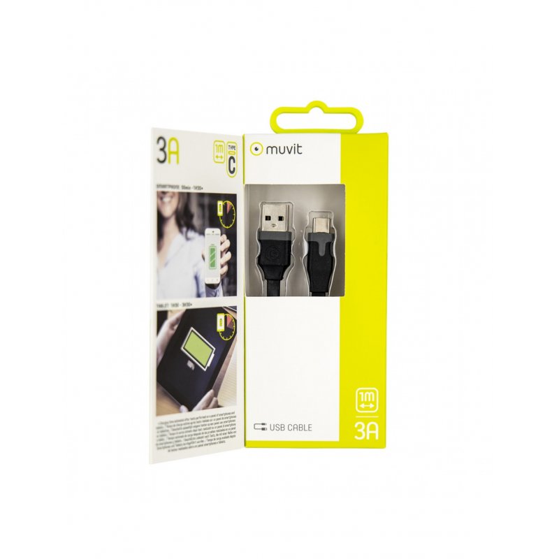 Muvit MUUSC0208 USB cable 1 m USB 2.0 USB A USB C Black