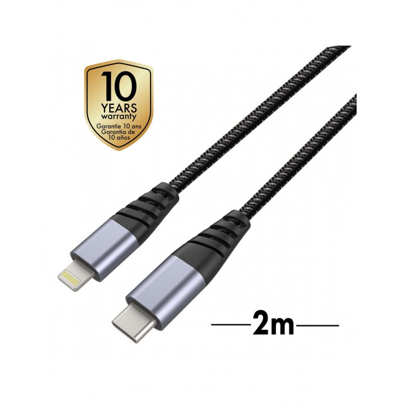 TIGER CABLE ULTRA RESISTANT TYPE C/LIGHTNING MFI 2M GRIS