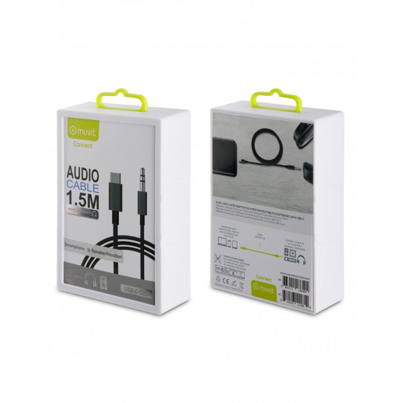 Muvit MCAUC0003 câble audio 1,5 m 3,5mm USB Type-C Noir