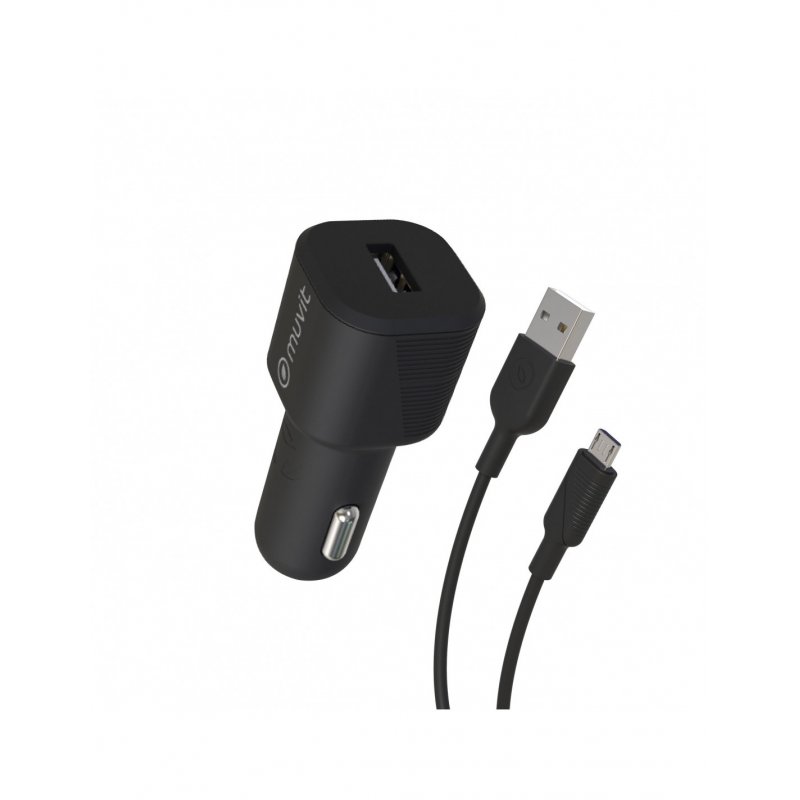 MUVIT FOR CHANGE PACK CHARGEUR VOITURE 12W + CABLE MICRO USB 1.2M NOIR
