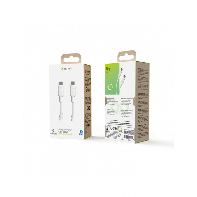 MUVIT FOR CHANGE CABLE USB C/USB C 1.2M BLANC