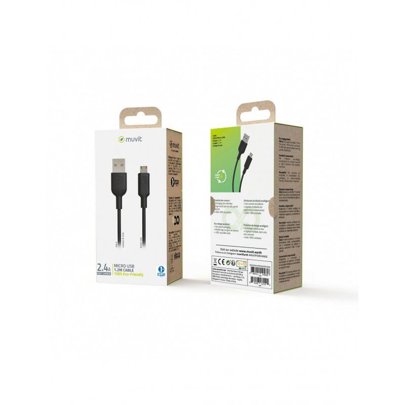 Muvit MCUSC0014 câble USB 1,2 m USB A Micro-USB B Noir