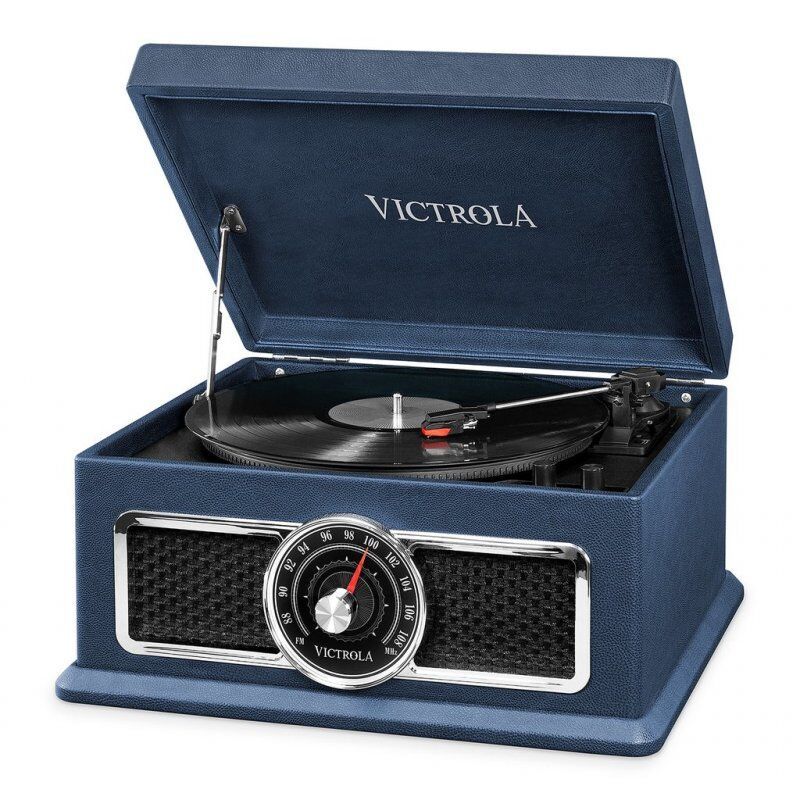 Victrola Plaza Vinyl Music Centre Noir, Bleu, Argent
