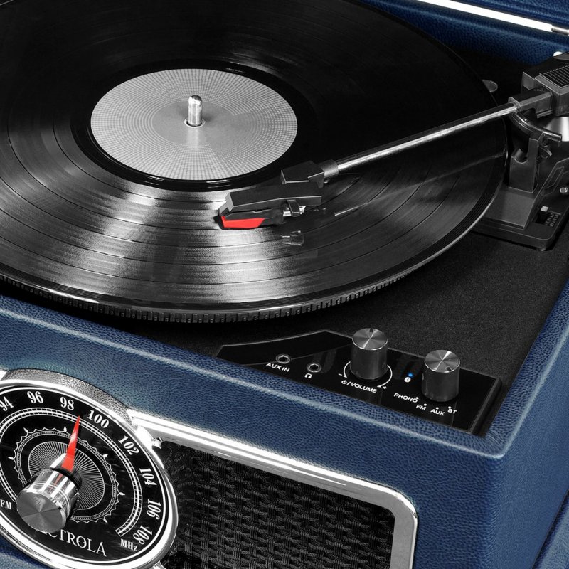 Victrola Plaza Vinyl Music Centre Black, Blue, Silver