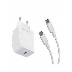 MUVIT FOR CHANGE PACK CHARGEUR SECTEUR PD 20W + CABLE USB C/USB C BLAN