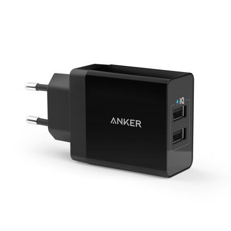 CHARGEUR 24W 2-PORTS USB-A NOIR