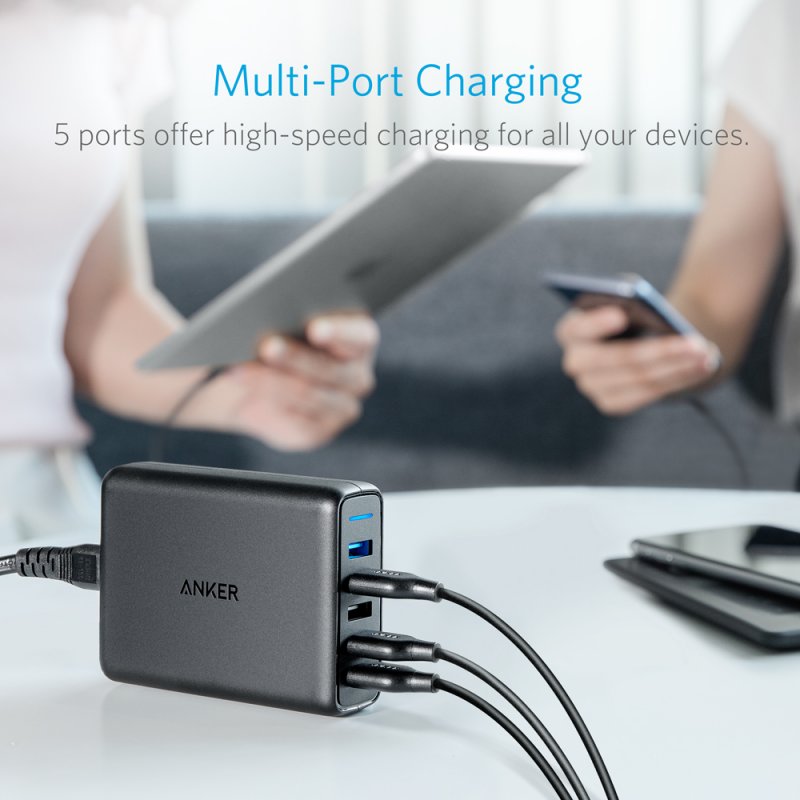 HUB DE CHARGE 63W 5-PORTS USB-A DONT 2 QC3.0 NOIR