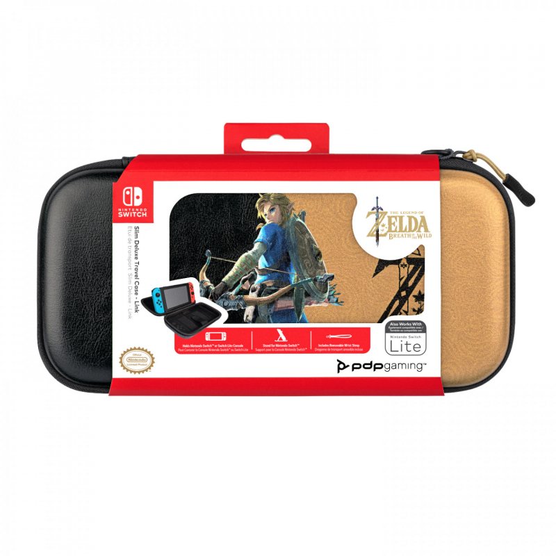 PDP Slim Deluxe: Hyrule Hero Link Boîtier robuste Nintendo Noir, Or