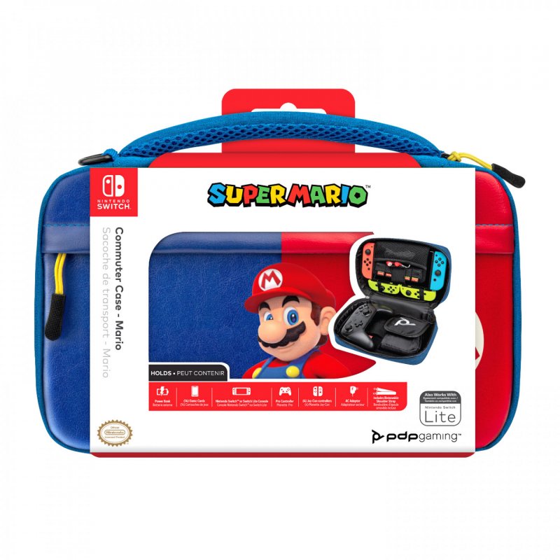 PDP Commuter: Power Pose Mario Boîtier robuste Nintendo Bleu, Rouge
