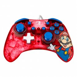 PDP Rock Candy: Mario Punch Rouge, Translucide USB Manette de jeu Analogique/Numérique Nintendo Switch, Nintendo Switch