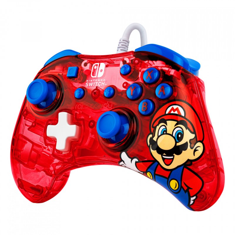 PDP Rock Candy: Mario Punch Red, Translucent USB Gamepad Analogue / Digital Nintendo Switch, Nintendo Switch Lite, Ninte