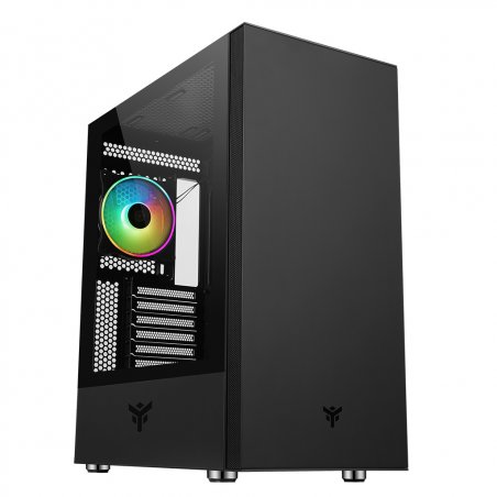 Boitier Moyen Tour ATX iTek compatible Vertibra S210 RGB avec panneau vitré (Noir)