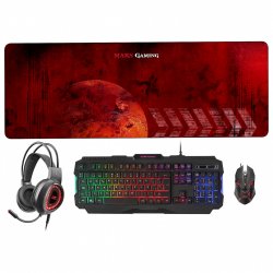 Pack 4 en 1 Gamer (Clavier/Souris/Casque/Tapis) Mars Gaming compatible MCPRGB2 RGB (Noir)