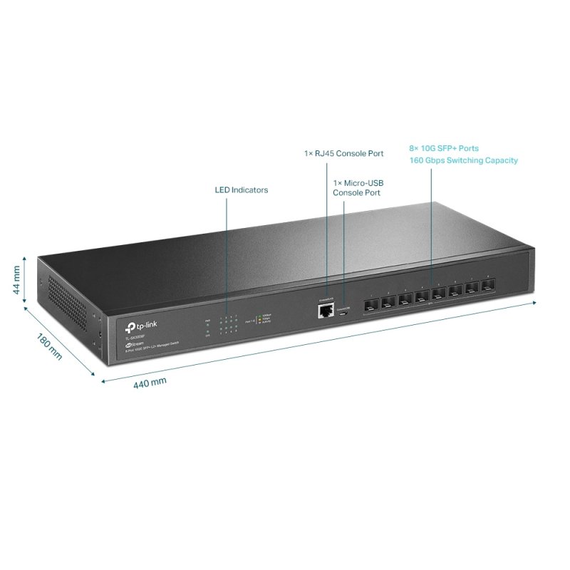 TP-Link compatible JetStream TL-SX3008F V1 - Switch - 8 Anschlüsse - managed - an Rack montierbar