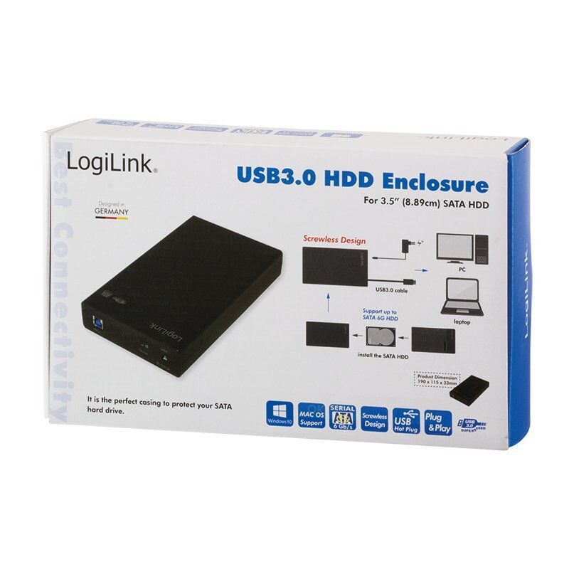 LogiLink UA0276 Boîtier de disques de stockage Boîtier HDD Noir 3.5"