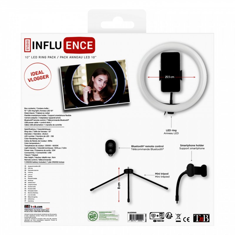 Anneau lumineux à éclairage LED T'nB compatible 10"