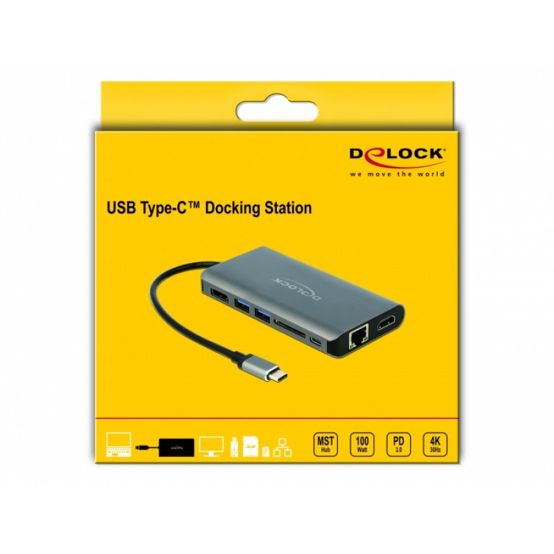 DeLOCK 87683 station d'accueil Avec fil USB 3.2 Gen 1 (3.1 Gen 1) Type-C Gris